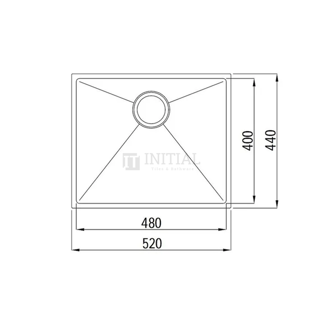 Square Hand Made Stainless Steel Kitchen Sink 520X440X220 ,