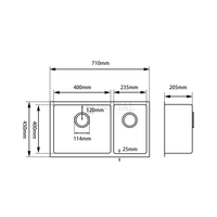 Square Stainless Steel Kitchen & Laundry Sink 715X450X205 ,