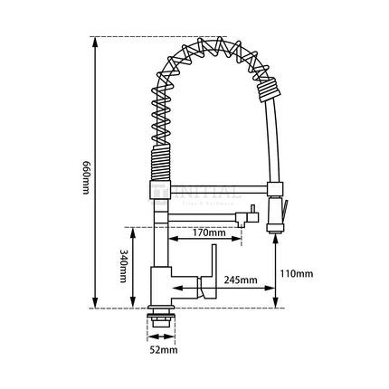 Kitchen Round Spring Commercial Double Spout Sink Chrome Mixer ,