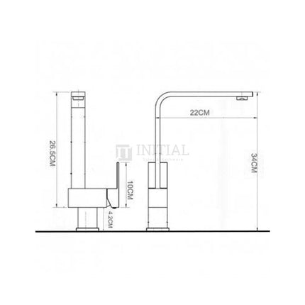 Square Kitchen Laundry Sink Mixer Matt Black ,