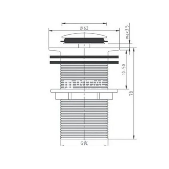 Standard Brass Basin Push Button Waste Without Overflow Matt Black 32mm ,