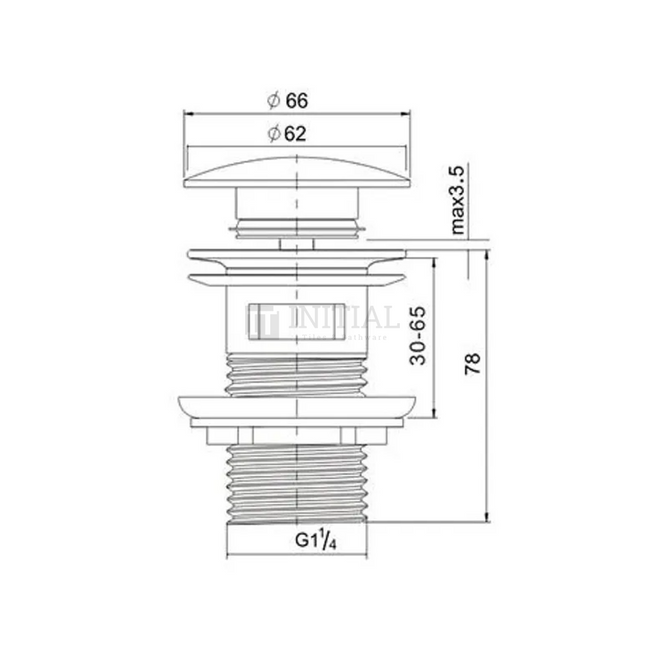 Mushroom Basin Pop Up Waste With Overflow Chrome 32mm ,