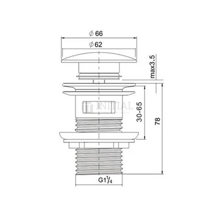 Mushroom Basin Pop Up Waste With Overflow Chrome 32mm ,