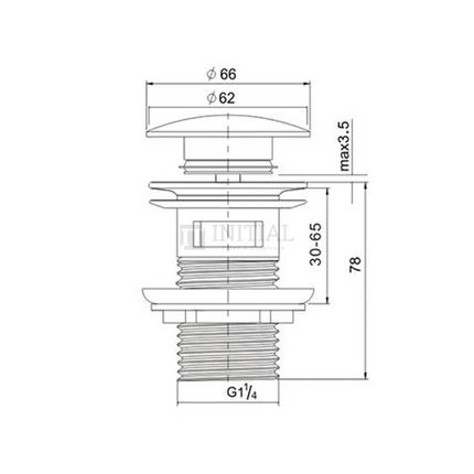 Mushroom Basin Pop Up Waste With Overflow Matt Black 32mm ,