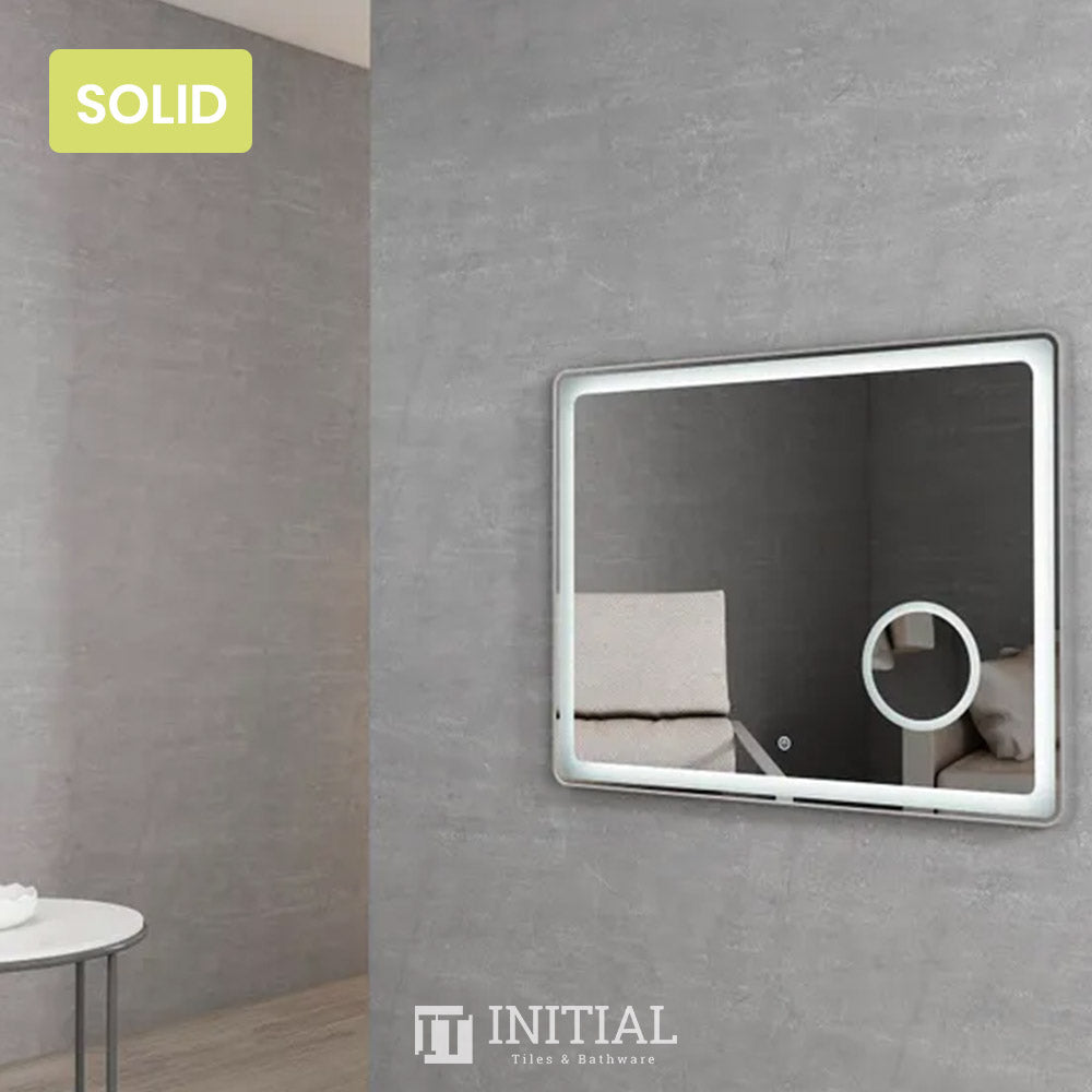 Wall Mounted Newtown Brushed Silver Frame Led Mirror Solid Surface Edge 900X700mm ,