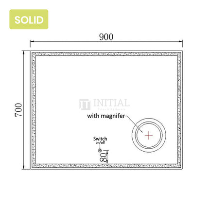 Wall Mounted Newtown Brushed Silver Frame Led Mirror Solid Surface Edge 900X700mm ,