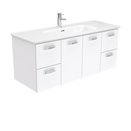 Fienza UniCab Gloss White 1200 Wall Hung Cabinet, Solid Doors , With Moulded Basin-Top - Joli Ceramic