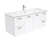 Fienza UniCab Gloss White 1200 Wall Hung Cabinet, Solid Doors , With Moulded Basin-Top - Joli Ceramic