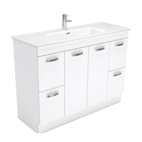 Fienza UniCab Gloss White 1200 Cabinet on Kickboard, Solid Doors , With Moulded Basin-Top - Joli Ceramic