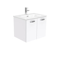 Fienza UniCab Gloss White 600 Wall Hung Cabinet, Solid Doors , With Moulded Basin-Top - Joli Ceramic