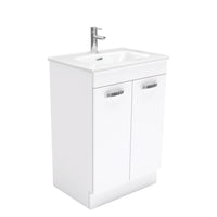Fienza UniCab 600 Gloss White Cabinet on Kickboard, Solid Doors , With Moulded Basin-Top - Joli Ceramic