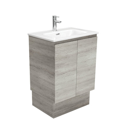 Fienza Edge Industrial 600 Cabinet on Kickboard, Solid Doors, Bevelled Edge , With Moulded Basin-Top - Joli Ceramic