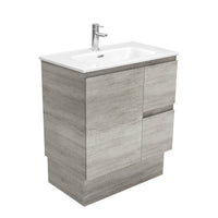 Fienza Edge Industrial 750 Cabinet on Kickboard, Bevelled Edge , With Moulded Basin-Top - Joli Ceramic Right Hand Drawer