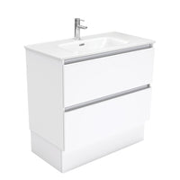 Fienza Quest Gloss White 900 Cabinet on Kickboard, 2 Drawers , With Moulded Basin-Top - Joli Ceramic