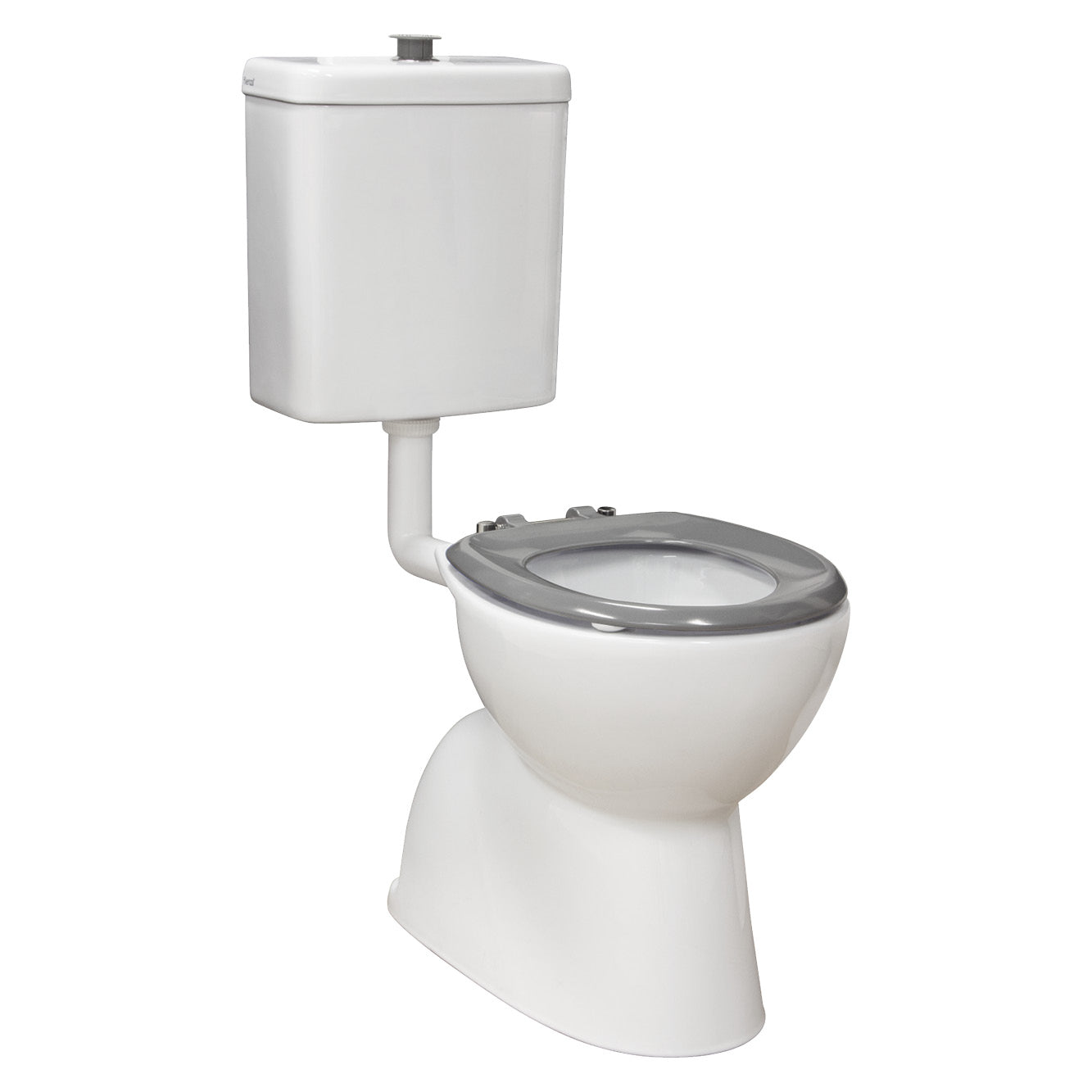 Fienza Stella Care Adjustable Link Toilet Suite, Grey Seat and Large Flush Button ,