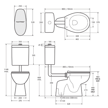 Fienza Accessible Toilet Care Kit 2 with Left Hand 40° Rail ,