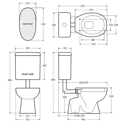 Fienza Stella Junior Adjustable Link Toilet Suite, Dual Flush ,
