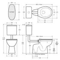 Fienza Stella Senior Adjustable Link Toilet Suite, Gloss White, S -Trap ,
