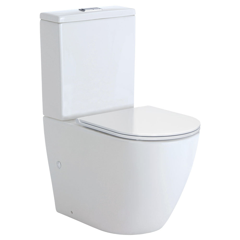 Fienza Koko Back to Wall Toilet Suite, Gloss White, Slim Seat ,
