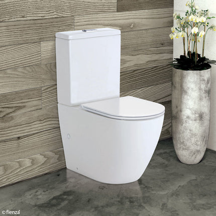 Fienza Koko Back to Wall Toilet Suite, Gloss White, Slim Seat ,