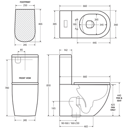 Fienza Koko Back to Wall Toilet Suite, Gloss White, Slim Seat ,