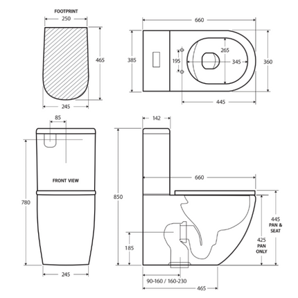 Fienza Koko Back to Wall Toilet Suite, Matte Black ,