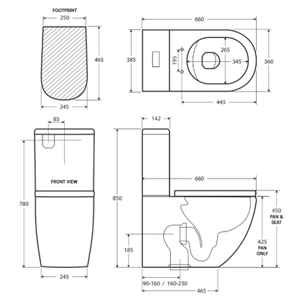 Fienza Koko Back to Wall Toilet Suite, Matte White ,