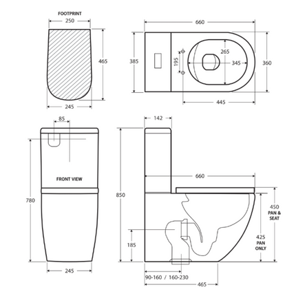 Fienza Koko Back to Wall Toilet Suite, Gloss White ,