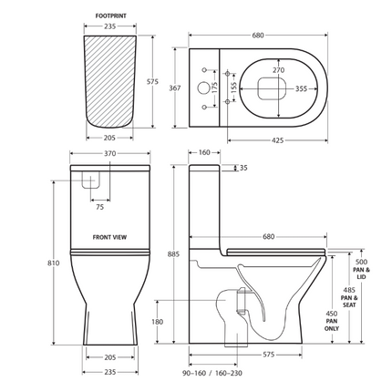 Fienza Delta Back to Wall Toilet Suite, Gloss White ,