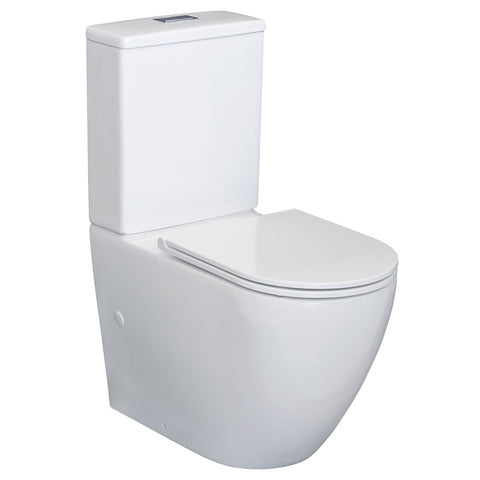 Fienza Alix Back to Wall Toilet Suite, Gloss White, Slim Seat ,