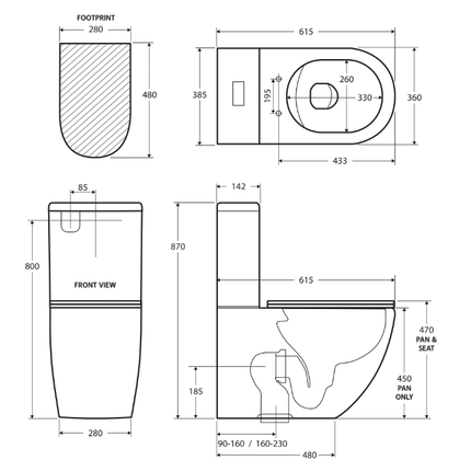 Fienza Alix Back to Wall Toilet Suite, Gloss White, Slim Seat ,
