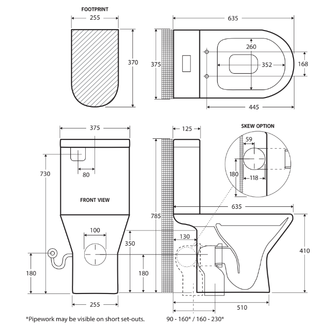 Fienza Chica Close Coupled Toilet Suite, Gloss White