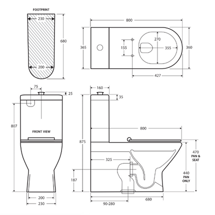 Fienza Delta Accessible Care Kit with Left Hand 90° Rail ,