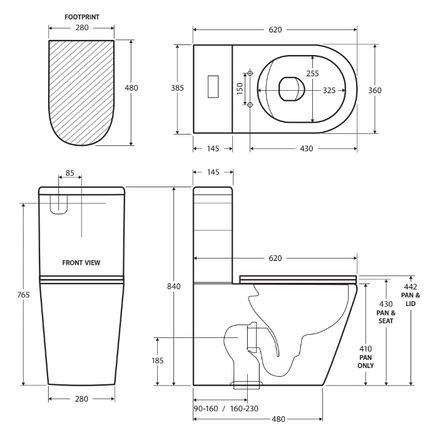 Fienza Isabella Back to Wall Toilet Suite, Gloss White, Slim Seat ,