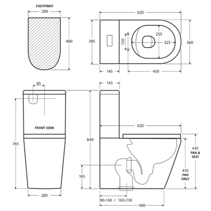 Fienza Isabella Back to Wall Toilet Suite, Gloss White ,