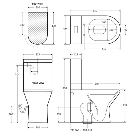 Fienza Escola Back to Wall Toilet Suite, Gloss White ,