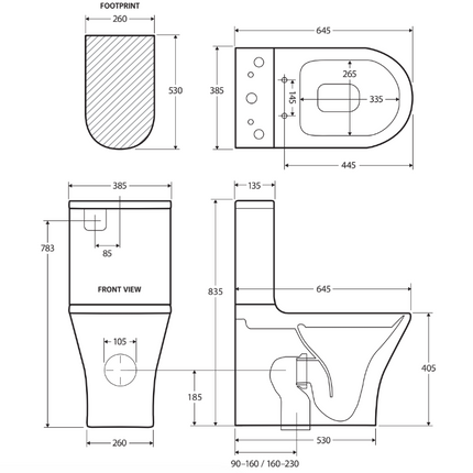 Fienza Luciana Back to Wall Toilet Suite, Gloss White ,