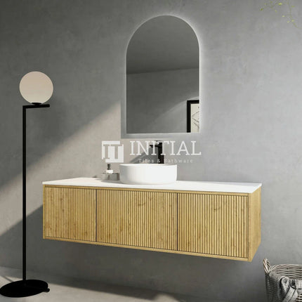 Bellevue Groove 1500 Prime Oak Woodgrain Wall Hung Slim Vanity ,