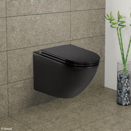 Fienza Koko Wall Hung Toilet Suite, Matte Black ,