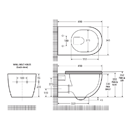 Fienza Koko Wall Hung Toilet Suite, Matte Black ,