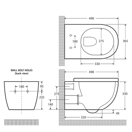 Fienza Koko Wall Hung Toilet Suite, Gloss White ,