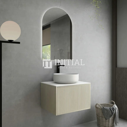 Bellevue Groove 600 Coastal Oak Woodgrain Wall Hung Slim Vanity ,