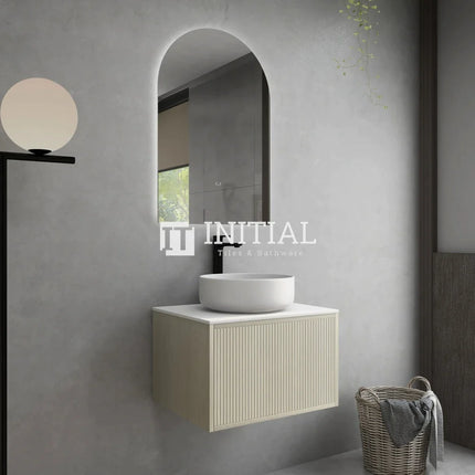 Bellevue Groove 600 Coastal Oak Woodgrain Wall Hung Vanity ,