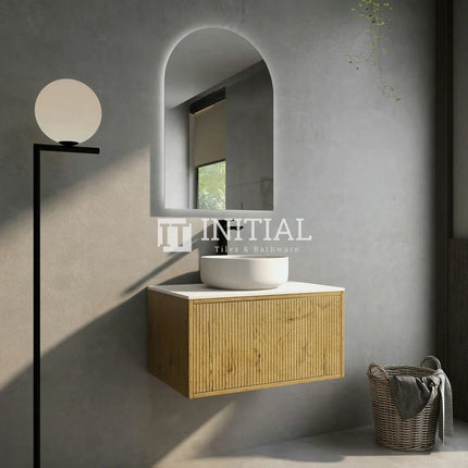 Bellevue Groove 750 Prime Oak Woodgrain Wall Hung Slim Vanity ,