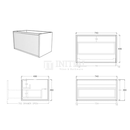 Bellevue Groove 750 Prime Oak Woodgrain Wall Hung Vanity ,