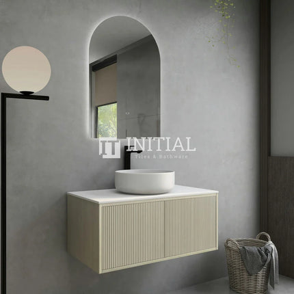 Bellevue Groove 900 Coastal Oak Woodgrain Wall Hung Slim Vanity ,