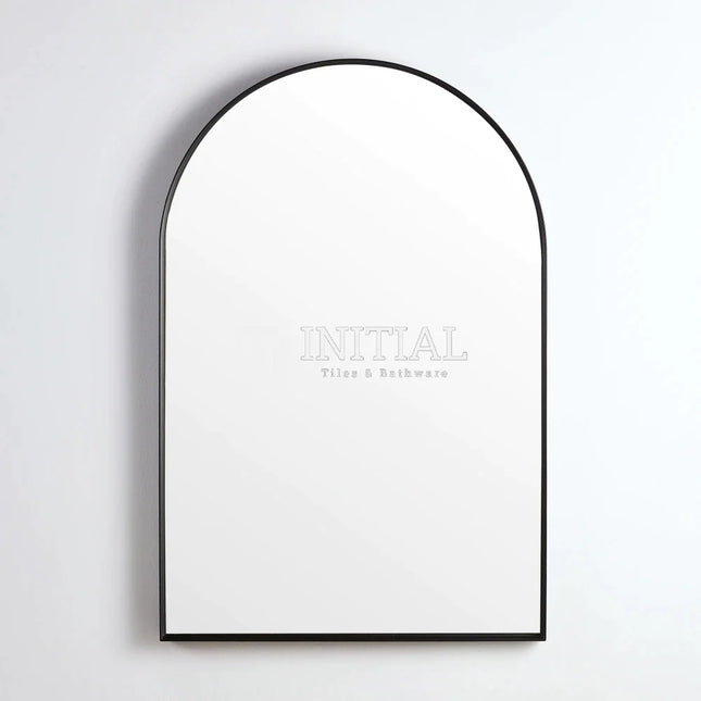 Olivia 600 Matt Black Framed Arch Copper Free Mirror ,