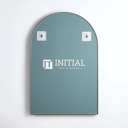 Olivia 600 Matt Black Framed Arch Copper Free Mirror ,