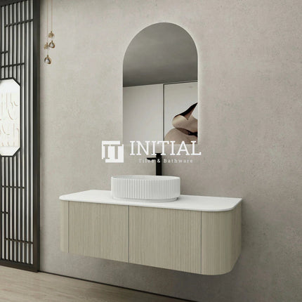 Bronte 1200 Coastal Oak Woodgrain Curved Wall Hung Vanity ,