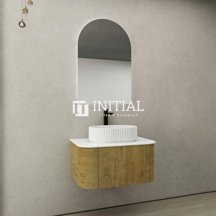 Bronte 750 Prime Oak Woodgrain Curved Wall Hung Vanity ,